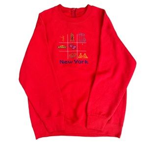 VINTAGE EMBROIDERED NEW YORK OVERSIZED  CREWNECK SWEATSHIRT || SIZE L ||